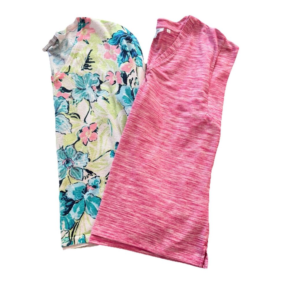 Chico’s Size 1 Medium Blouse Lot 2 Colorful Floral Coastal Resort Beachy